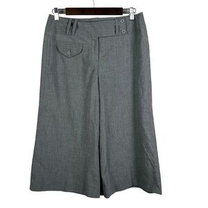 Larry Levine Women's Cropped Casual Pants Wide Leg Striped Stretch Gray Size 6